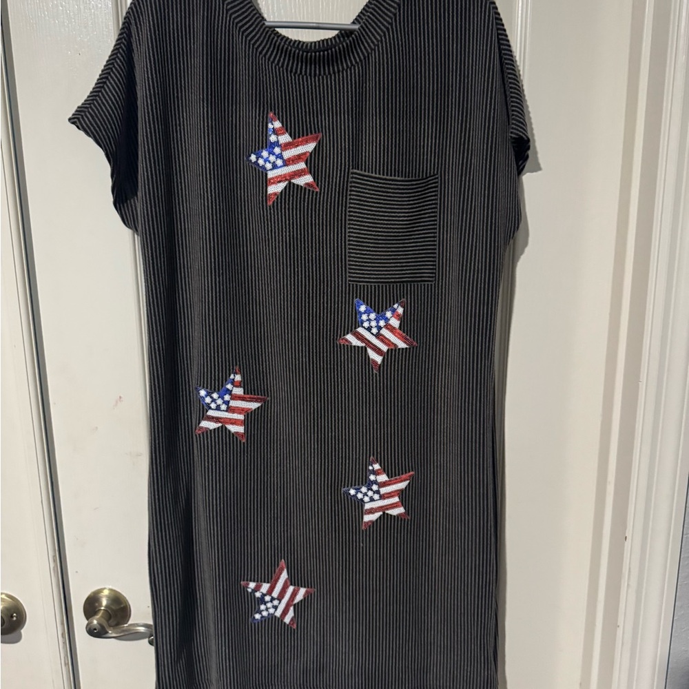 Striped Black Dress with Star Accents